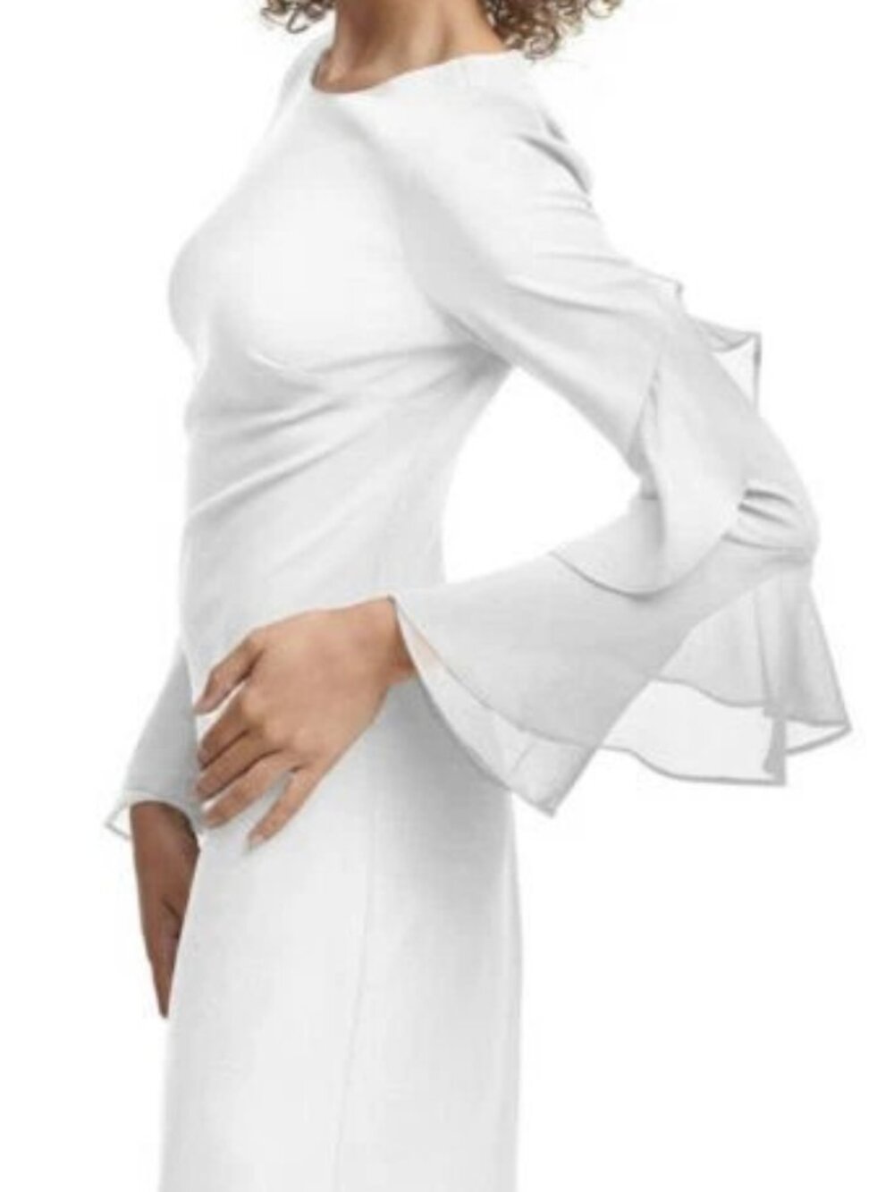 Calvin Klein Sheath Dress Size 4 Ruffle Long Sleeve